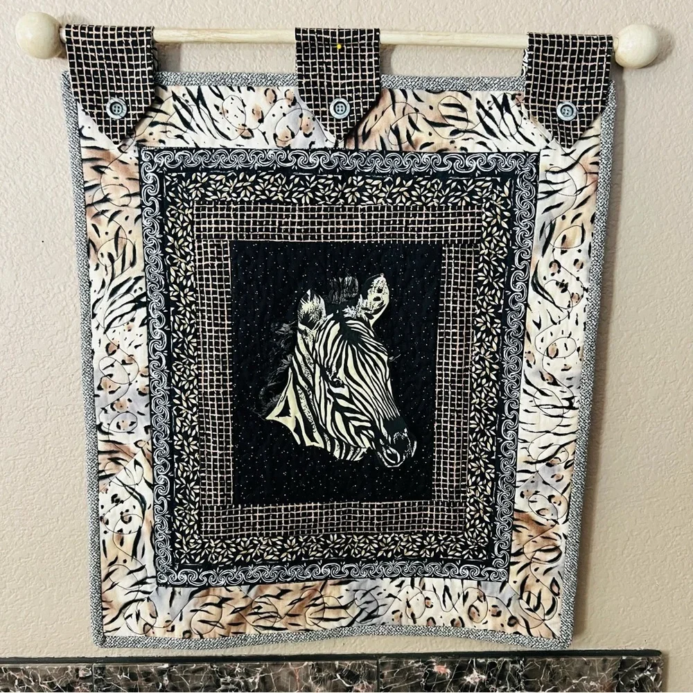Handmade Wall Hanging Zebra Quilt.